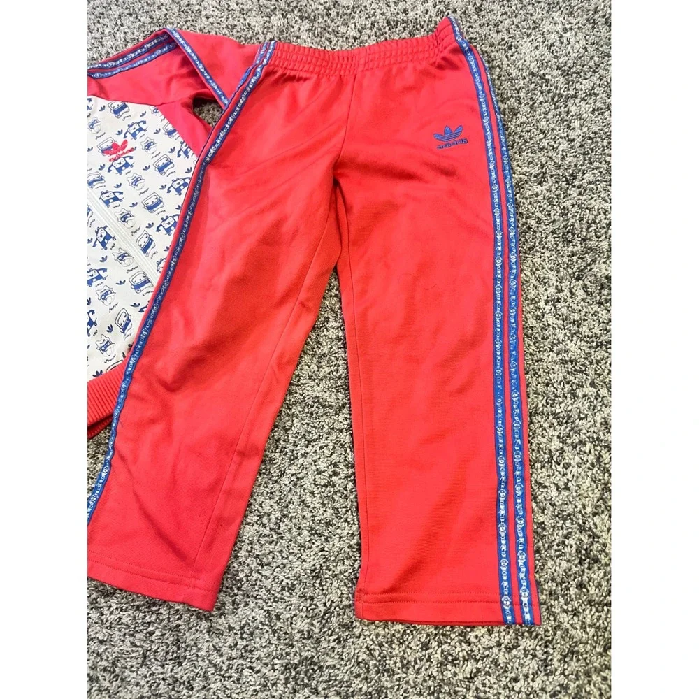Adidas Adikids Red Monster Robot Graphic Tracksuit Jacket Pants Set Kids